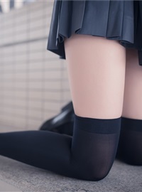 Rabbit playing with black silk knee socks(22)